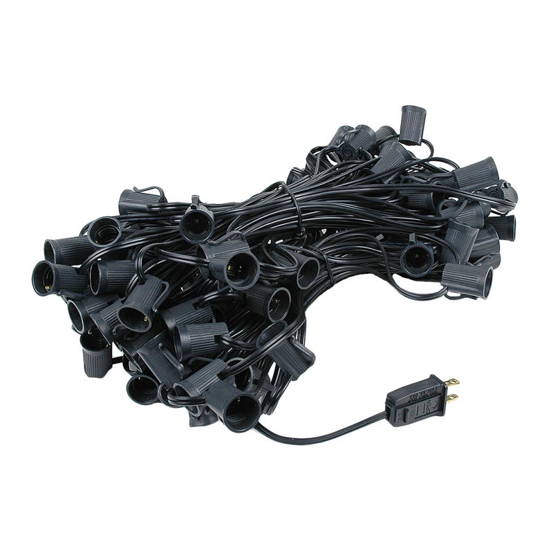 Mingus Outdoor Plug-in Globe String Light, Black, 100 Feet