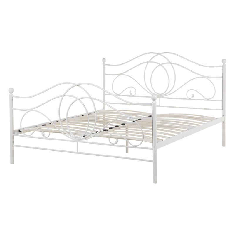 Corona Solid Wood Bed, White, European Double (140 x 200cm)