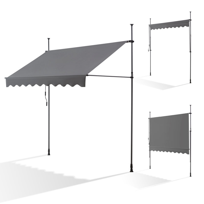 Auvent rétractable manuel pour terrasse Canopee, H 118,11 po x l 78,74 po x P 59 po, Beige