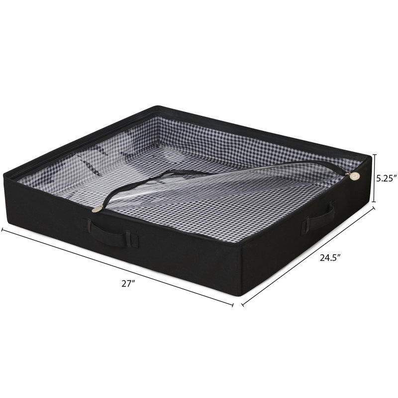 Martha Stewart Home Storage Organization Under the Bed For Clothes, Shoes, Blankets Collapsible Stackable Bin Container with Handles, Wheels and Clear Zip Top