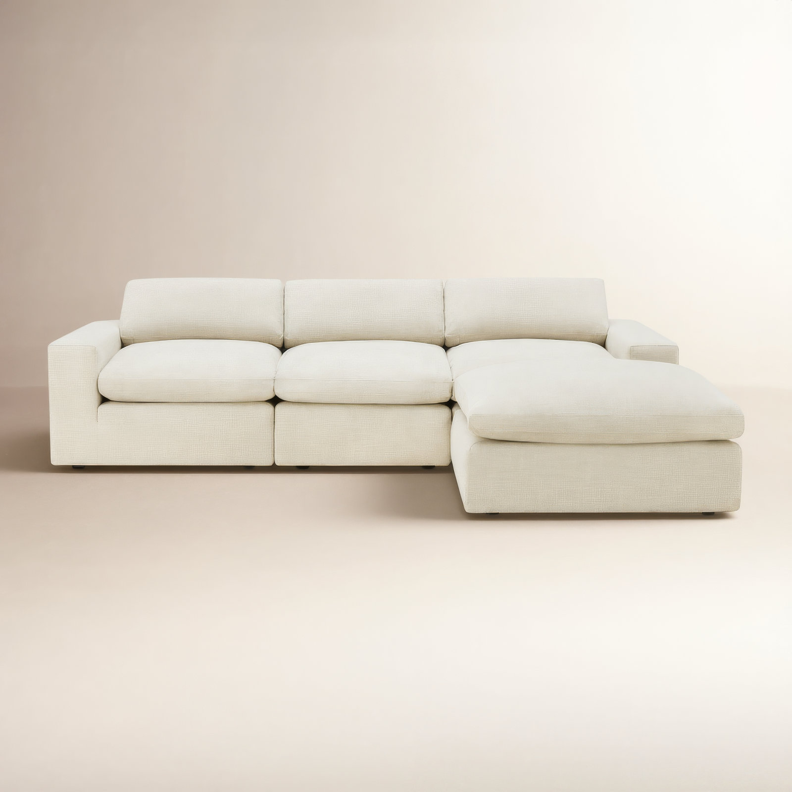 Asher 4 - Piece Upholstered Modular Sectional, Effie Linen Performance Linen