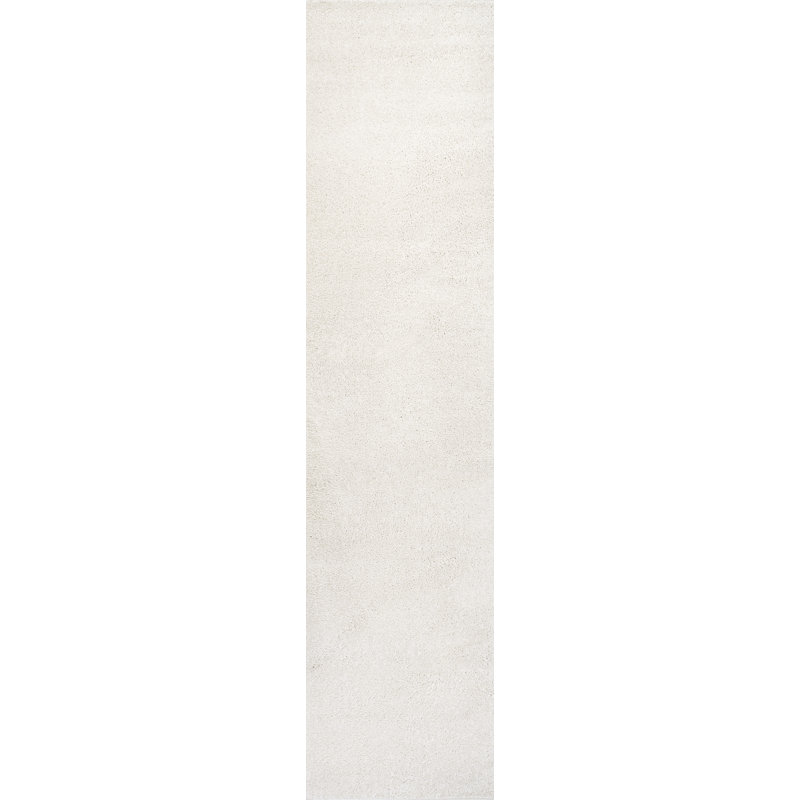 Arcie Solid Low-Pile Ivory Rug, Runner 2' x 14'