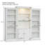 Vitrine 3 pièces de 78,75 po de hauteur avec bibliothèque et plafonnier réglable à DEL 5 couleurs, tablettes de style rétro avec tablettes en verre trempé pour salon, bureau, studio ou espace de travail, blanc