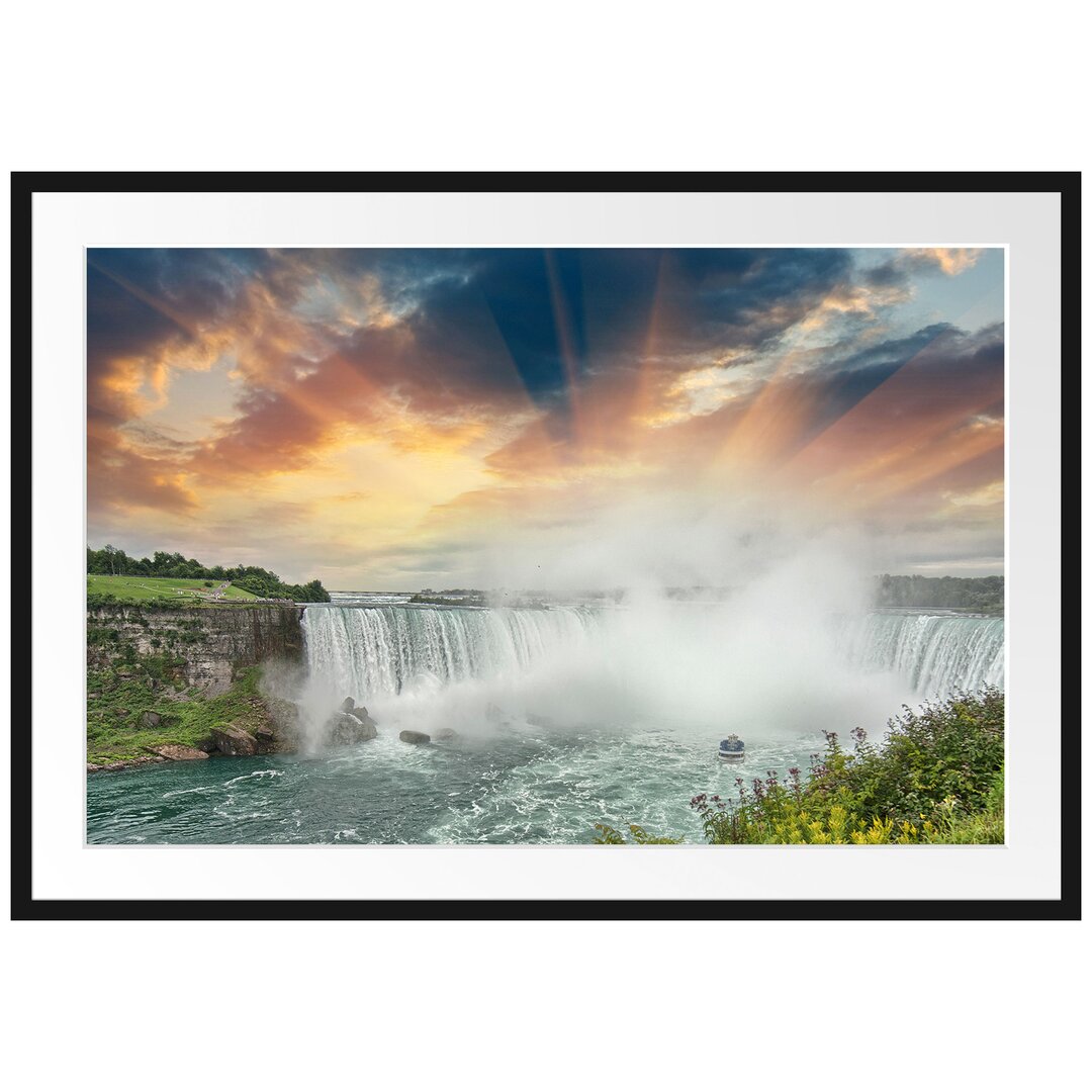 Gerahmtes Poster Niagarafälle bei Sonnenuntergang