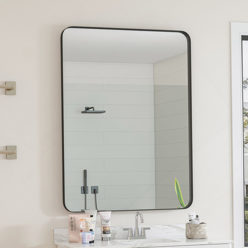 Wall Mounted Black Rectangular Mirror, For Bathroom, Living Room, Bedroom Wall Decor