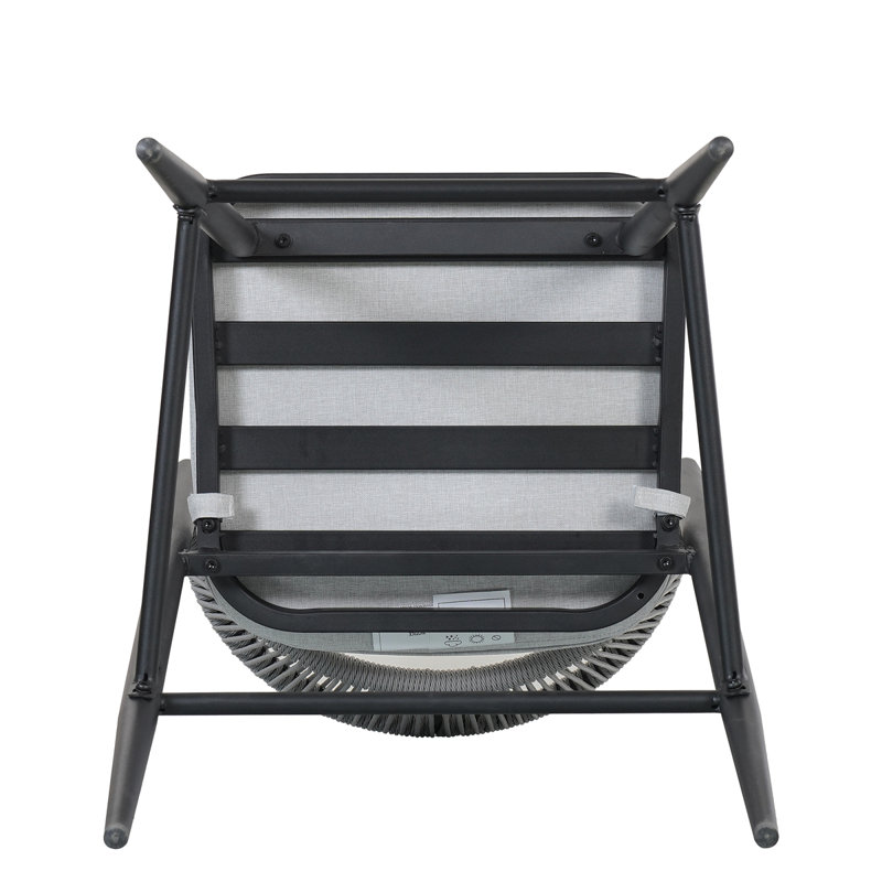 Outdoor 30.25" Seat Height Metal Frame Barstools With PE Rattan Scallop-Shaped Backrest, Set Of 2, Matte Black, Matte Black