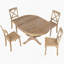 Ensemble de table de salle à manger de style campagnard pour 4 personnes, table ronde avec 4 chaises de cuisine confortables, idéale pour les réunions de famille et pour économiser de l'espace-413042675