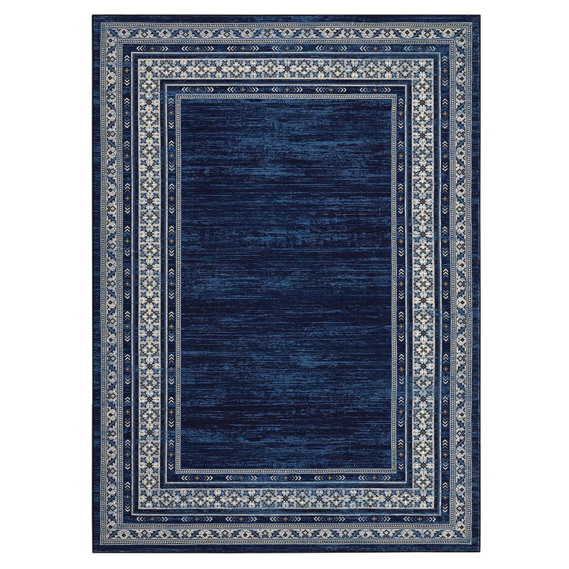 Tapis lavable à la machine 8 x 10 pi, Bleu, Rectangulaire 8 pi x 10 pi