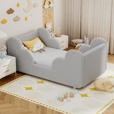Toddler Cloud Bed (2-7y) - Removable Guardrail Velvet Bed gray