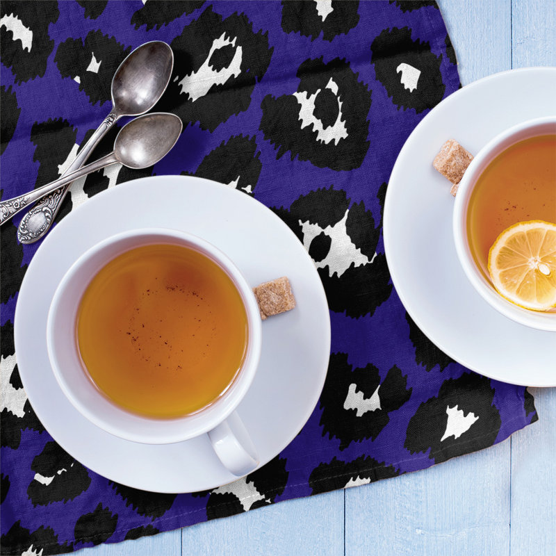 Tea Towel Kitchen Towel, Polyester, Purple/Black/White