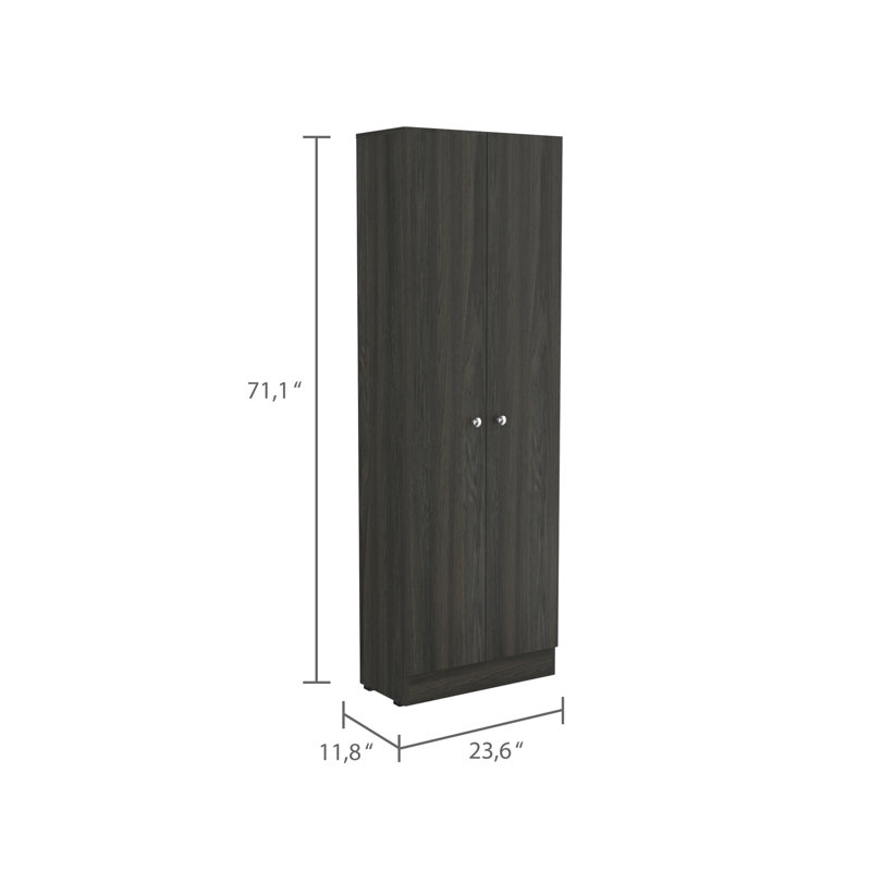 Grande armoire de rangement rectangulaire 2 portes espresso carbone et wengé