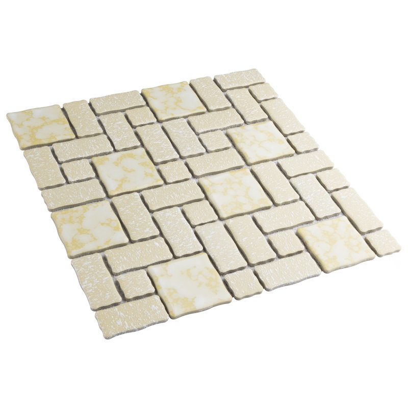 Academy Random Sized Porcelain Versailles Mosaic Wall & Floor Tile, Gold/White