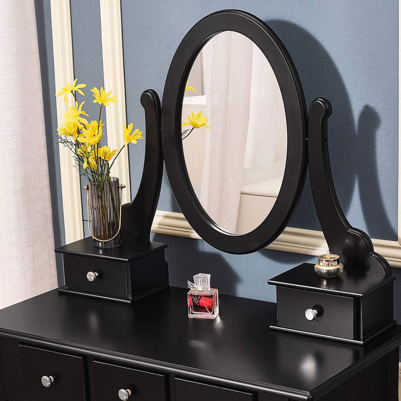 Bomford Dressing Table with Mirror, Black