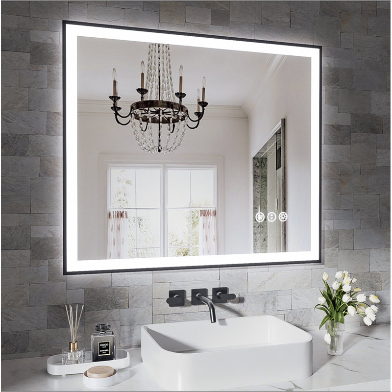 Frameless LED Bathroom Mirror,Smart Mirror, 30" x 36", Horizontal