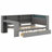 Wood Bed Frame with Storage Shelves, Drawers, LED Lighting & Charging Ports-1485783663