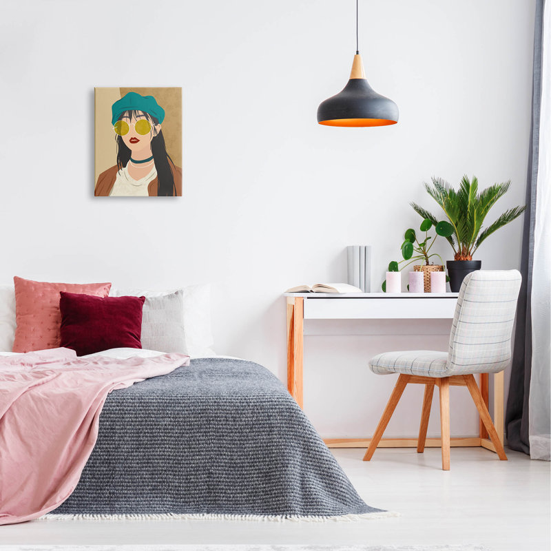 «Boho Fashion Girl Portrait» par Ziwei Li, H 20 po x l 16 po x P 1,5 po, Toile tendue