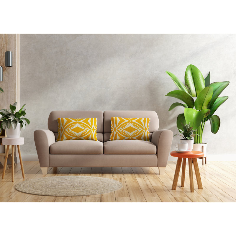Polyester / Mélange de polyester Housse de coussin rectangulaire intérieure / extérieure lombaire et insert, Jaune