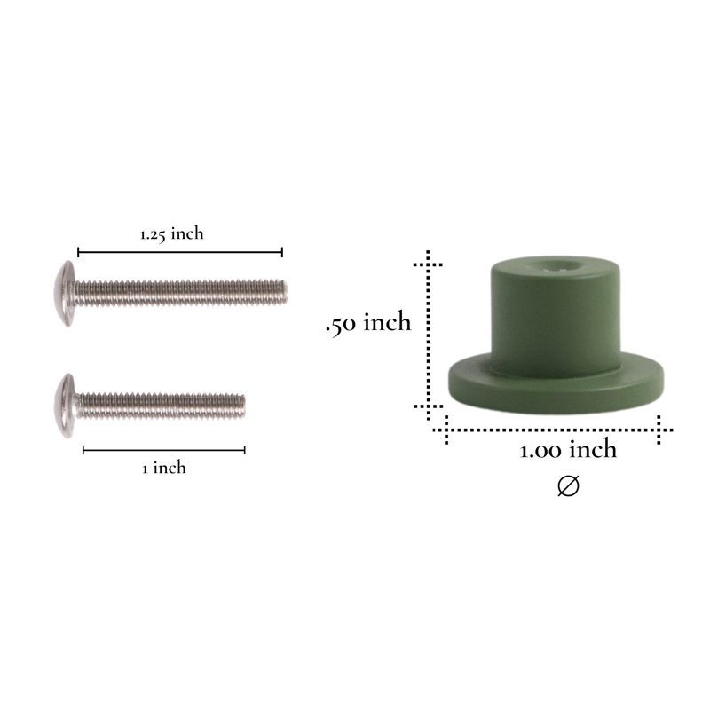 Olive Green Matte Aluminum Round Cabinet Knob with Mounting Hardware