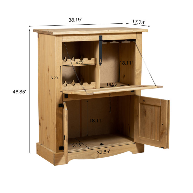 Bar Cabinet 38.19'' - Elegant Wine and Liquor Storage with Glass Holder for a Sophisticated Touch
