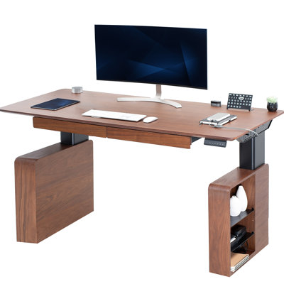 Adjustable Height Steel Standing Desk with Built-In Electrical Outlet