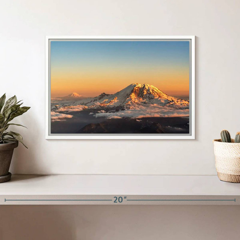 Winter Cascade Range, Floating Frame White, 13" X 9"