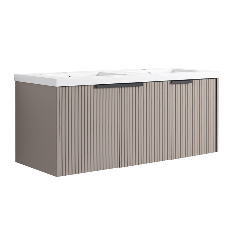 Meuble-lavabo en contreplaqué de style moderne pour salle de bain luxueuse avec fonction de fermeture en douceur