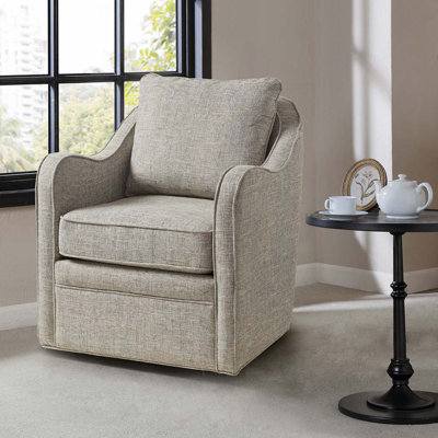 Chaise rembourrée en polyester avec base ronde