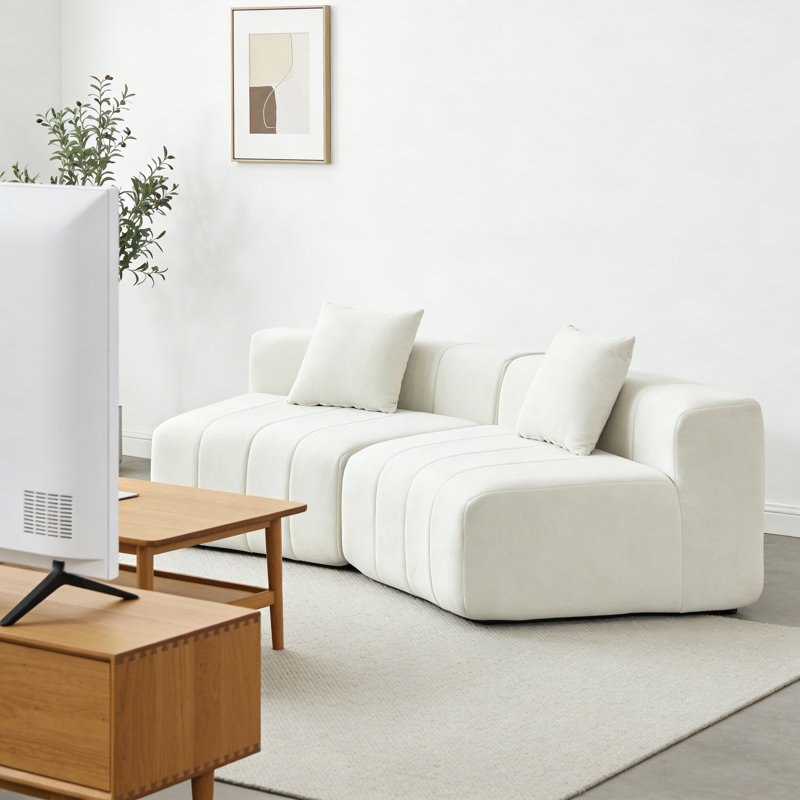 Canapé modulaire courbé Chenile, Beige