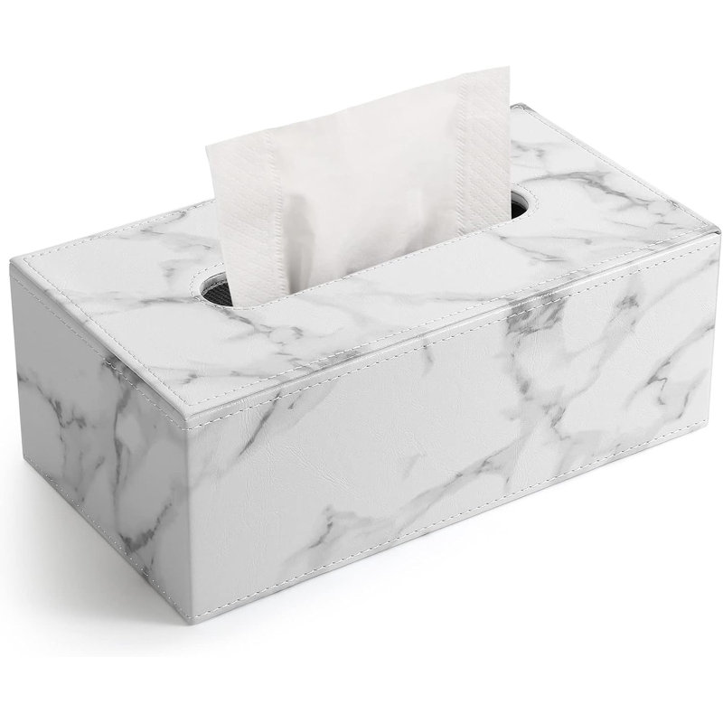 Tissue Box Cover, White/Light Grey