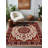 Jazeera Collection Digital Print Cotton-Polyester Burgundy Floral Rug-1779224139