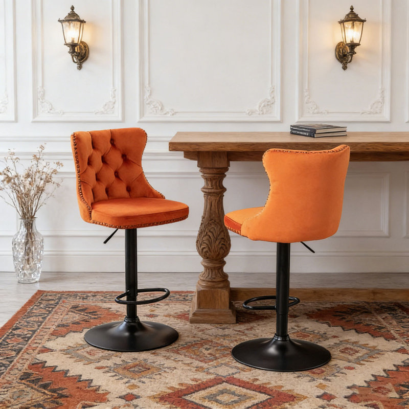 Tabourets de bar pivotants en velours