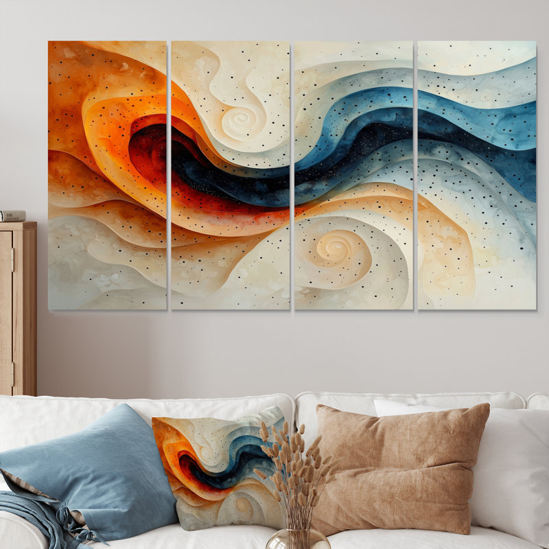 Tiffin - spirales abstraites - art mural moderne, 4, H 32 po x l 64 po