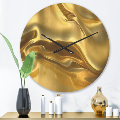 Texture de tissu doré - horloge murale moderne en bois