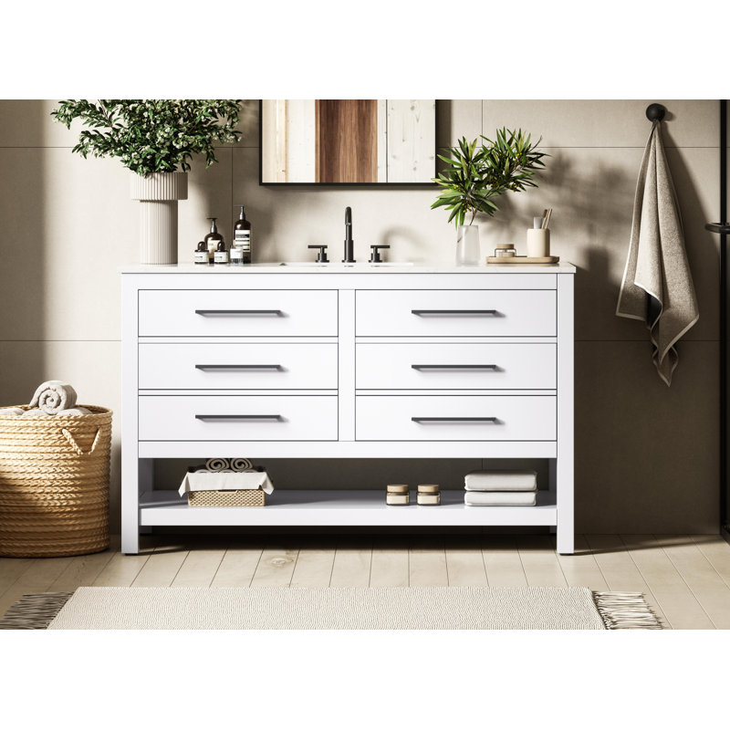 Meuble-lavabo simple 54 po_Moderne_VF60554, Blanc, 54"