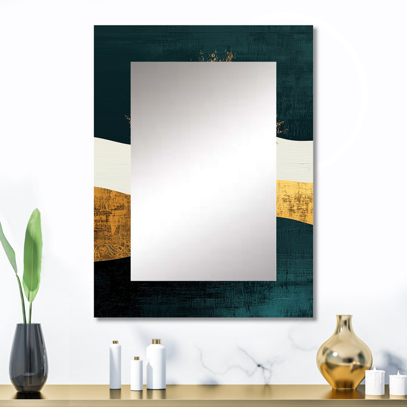 Minimal Forest Solitude Horizon II - grand miroir mural paysage, miroir décoratif blanc, impression d'art en métal