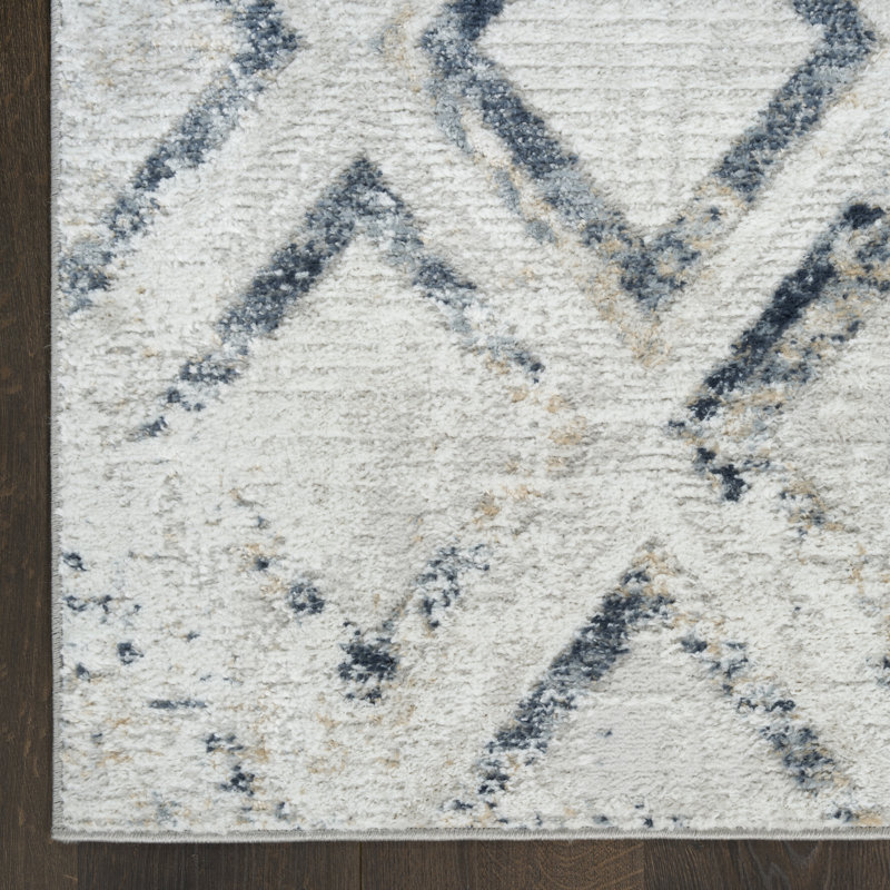 Leuchte 2' x 4' Grey Navy Modern Indoor Rug, Runner 2' x 4'