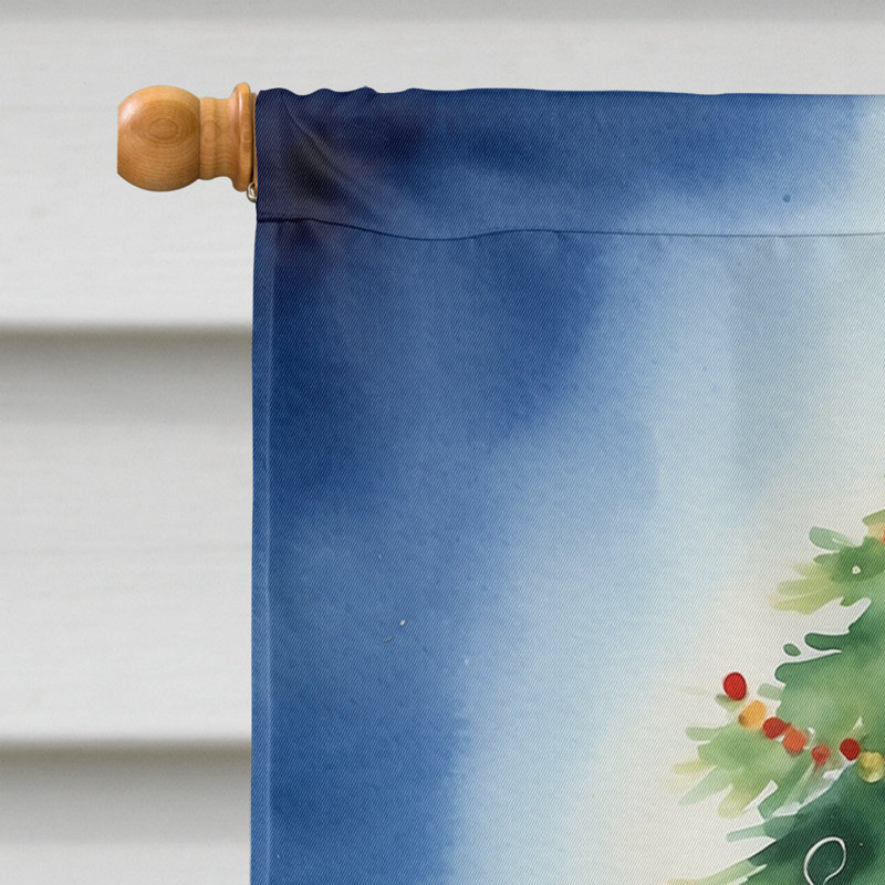 Drapeau de Noël maison de renne, Caniche noir