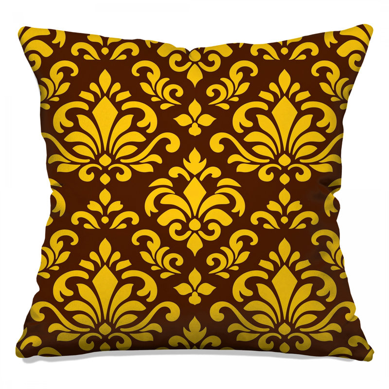 Coussins décoratifs à double face jaune et brun, 20 x 20 inches