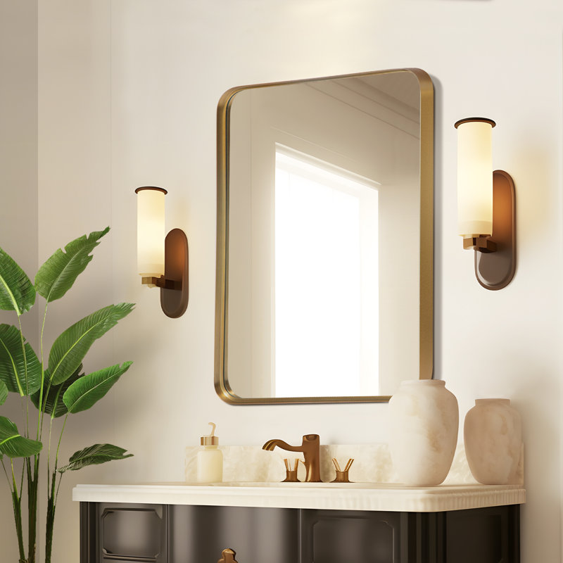 Miroir mural Aubriona, 32 po x 22 po, Doré