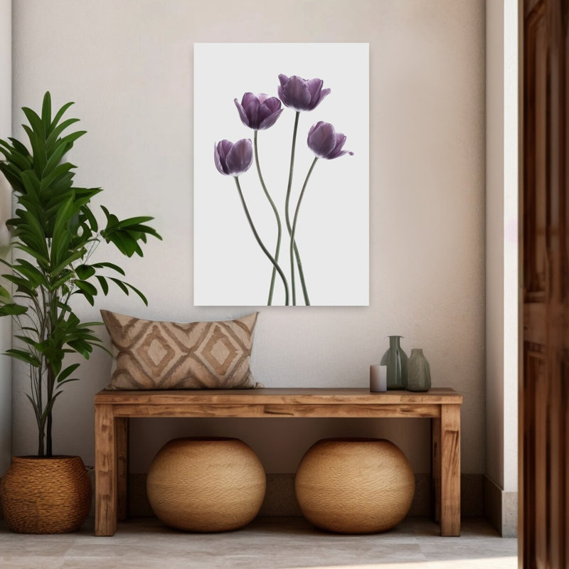 Tulipes mauves, art contemporain de tulipes, H 48 po x l 32 po