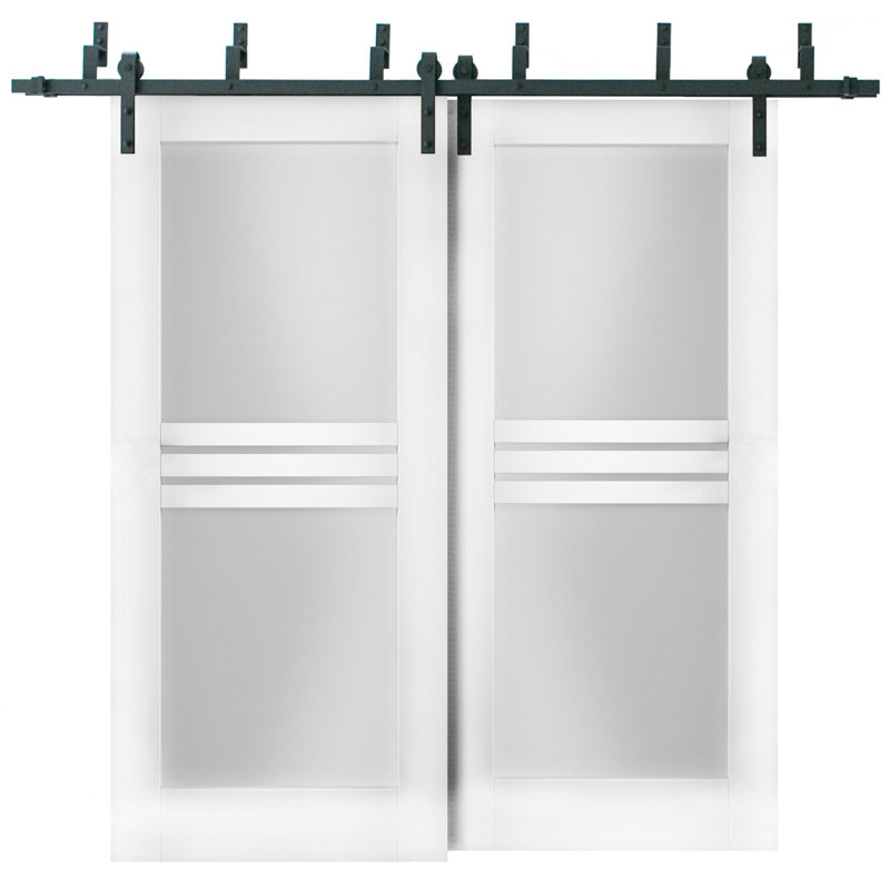 Portes de grange blanches en verre givré Mela, 36 po x 84 po
