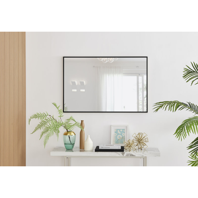 Rectangle Metal Frame Wall Mirror Simple and Elegant Modern Design, 100cm H x 66cm W, Black