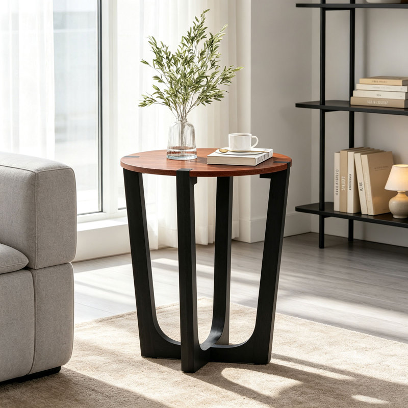 Table d'appoint en bois massif ACACIA, brun et noir