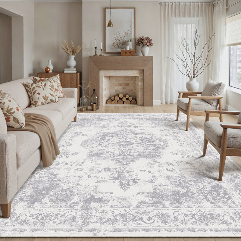 Tapis oriental Cora, Rectangle 7 pi 9 po x 9 pi 9 po, Gris