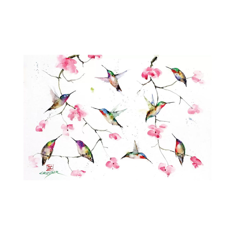 Rassemblement de colibris par Dean Crouser, reproduction d’art, H 18 po x l 26 po x P 1,5 po, Toile tendue, Pas de tapis