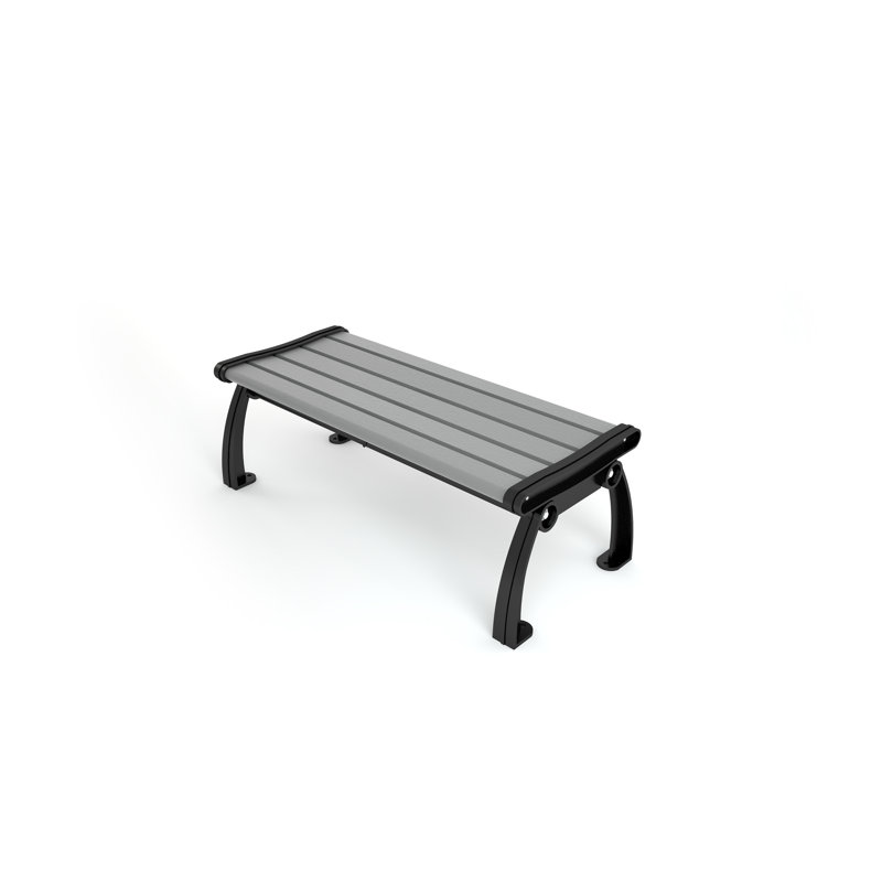 Banc de parc en plastique recyclé sans dossier Heritage, Noir, Gris, 4 pi