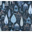 Navy Blue Pagoda Charm Linen Pillow 14x20 Cover Only