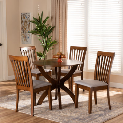 Absecon 5-Pc Dining Set in Grey Fabric and Walnut Finished Wood, 38.19'' H X 17.32'' W X 21.65'' D