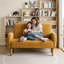 Small 2 Seater Sofa With Solid Rubberwood, Mid Century Modern Fabric Loveseat Sofa for Living Room Bedroom Office-91487378