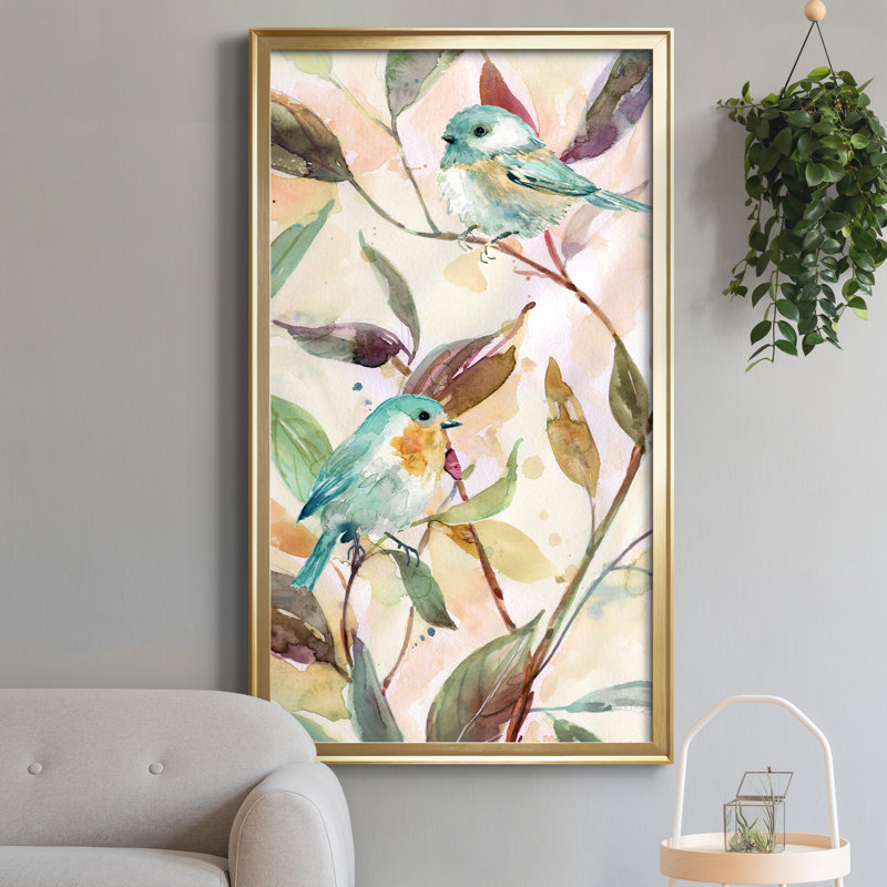 Bird Sanctuary I - Peinture sur toile encadrée, H 10,5 po x l 18,5 po x P 1,5 po, Doré